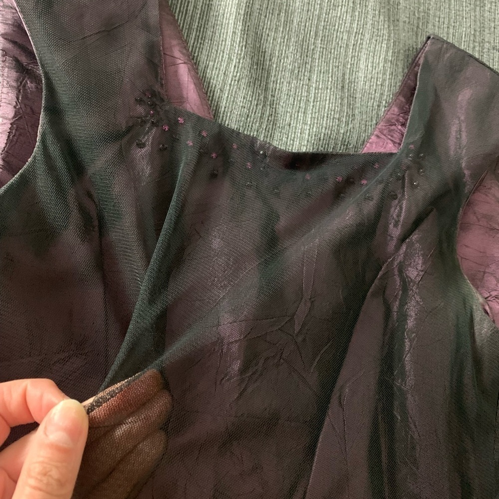 Vintage Rabbit Rabbit Rabbit Cocktail Taffeta Embellished Maxi Dress Purple 8 - Picture 8 of 16